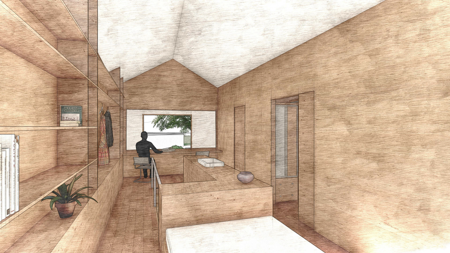 Perspective sur la suite parentale de la maison du conservateur