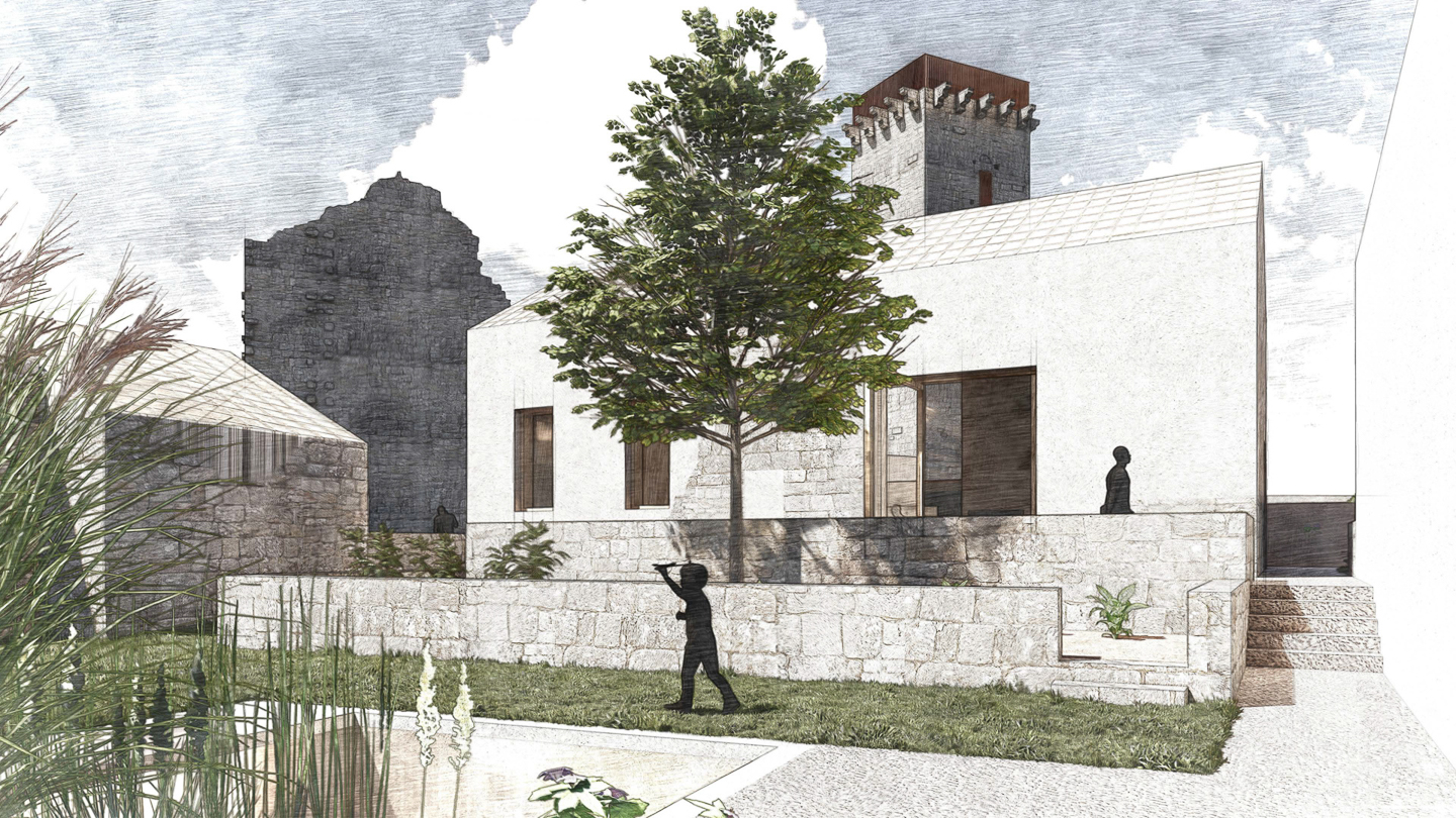 Perspective sur le jardin des maisons